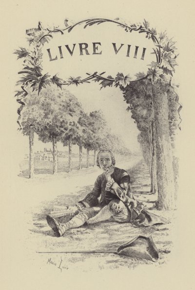 Illustration till bok VIII av Jean-Jacques Rousseaus bekännelser (gravyr) av Maurice Leloir