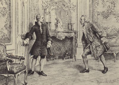Illustration till bok VII av Jean-Jacques Rousseaus bekännelser (gravyr) av Maurice Leloir