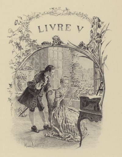 Illustration till bok V av Jean-Jacques Rousseaus bekännelser (gravyr) av Maurice Leloir