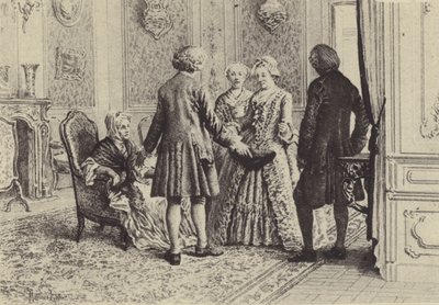 Illustration till bok XI av Jean-Jacques Rousseaus bekännelser (gravyr) av Maurice Leloir