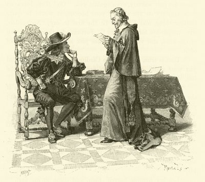 Illustration för De tre musketörerna (gravyr) av Maurice Leloir