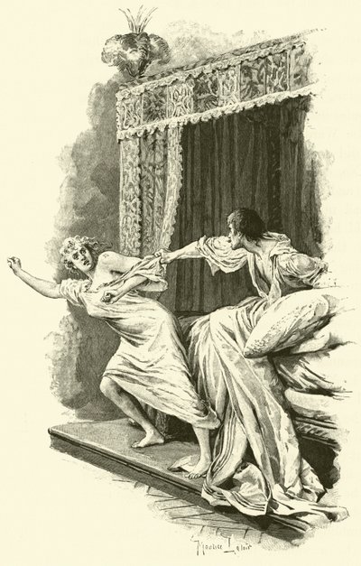 Illustration för De tre musketörerna (gravyr) av Maurice Leloir