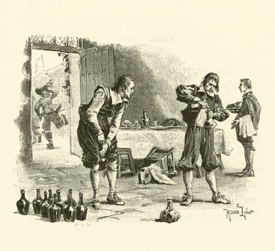 Illustration för De tre musketörerna (gravyr) av Maurice Leloir