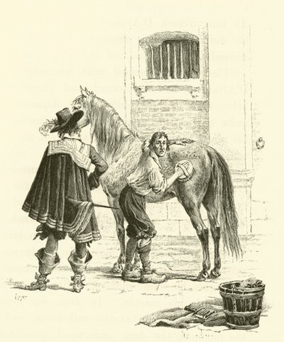 Illustration för De tre musketörerna (gravyr) av Maurice Leloir