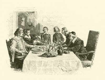 Illustration för De tre musketörerna (gravyr) av Maurice Leloir