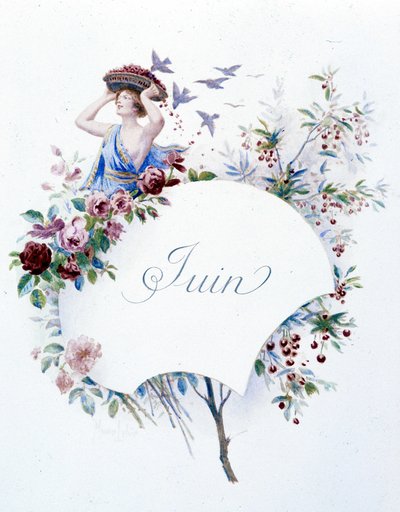 Juni ""Månadens sång"" av Jérôme Doucet, illustration - Maurice Leloir, red. Reims 1904. L. Michaud av Maurice Leloir