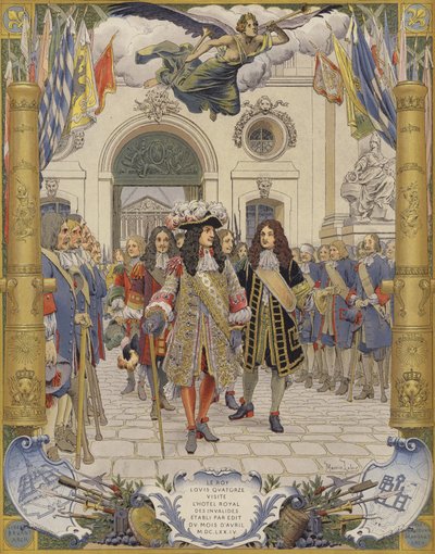 Kung Ludvig XIV och invigningen av Hotel Royal Des Invalides av Maurice Leloir
