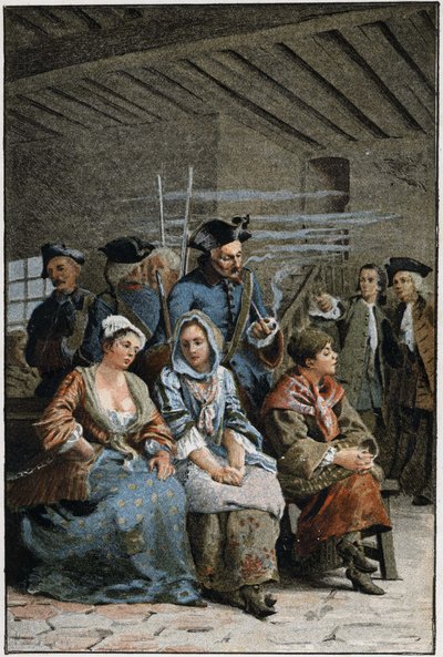 La Chaine - i "History of Manon Lescaut and the Chevalier Des Grieux" av Abbe Prevost (1697-1763), fransk författare. Gravyr efter teckningar av Maurice Leloir (1885). av Maurice Leloir