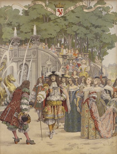 Nicolas Fouquet tar emot kung Ludvig XIV i Vaux av Maurice Leloir