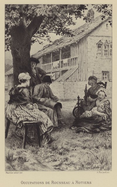 Rousseaus ockupationer i Motiers (gravyr) av Maurice Leloir