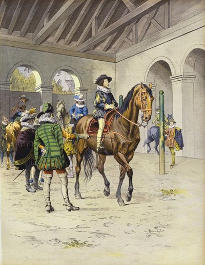 Richelieu lär sig rida på LAcademie De Pluvinel av Maurice Leloir