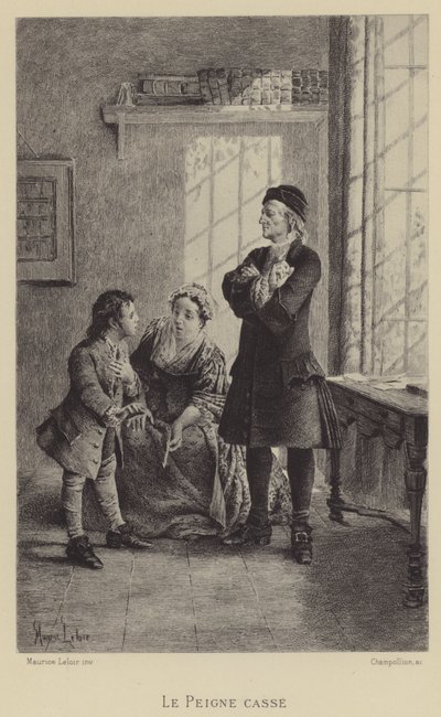Den trasiga kammen (gravyr) av Maurice Leloir