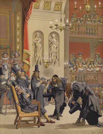 Den sista föreställningen av Moliere, i Le Malade Imaginaire av Maurice Leloir