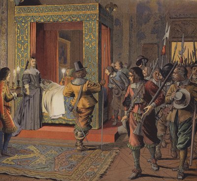 Natten den 9 februari 1651 filade milisen förbi den unge Ludvig XIV:s säng av Maurice Leloir