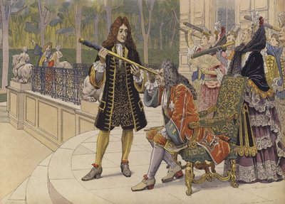 Solförmörkelsen, kung Ludvig XIV och hovets kvinnor på terrassen på slottet Marly av Maurice Leloir
