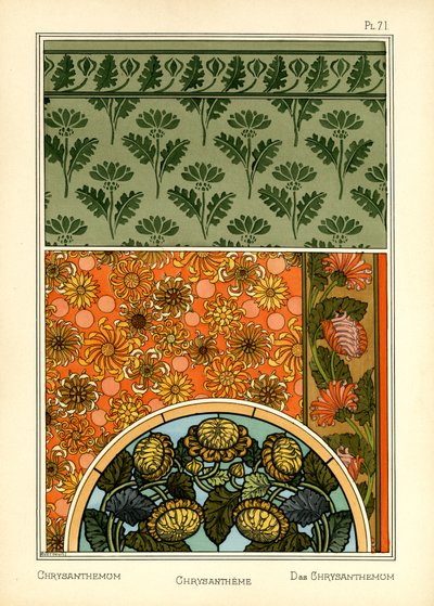Krysantemum (färg litho) av Maurice Pillard Verneuil