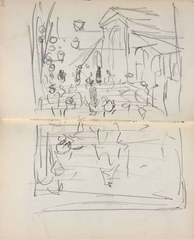 Italiensk skissbok: Bro med figurer (sidan 209  210) av Maurice Prendergast