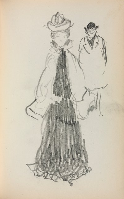 Italiensk skissbok: Stående kvinna och man (sidan 125) av Maurice Prendergast