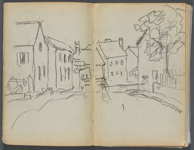 Skissbok - The Granite Shore Hotel, Rockport, sidan 004  5: Gatuscen av Maurice Prendergast