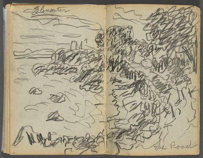 Skissbok - The Granite Shore Hotel, Rockport, sidan 008  9: "Gloucester- The Road" av Maurice Prendergast
