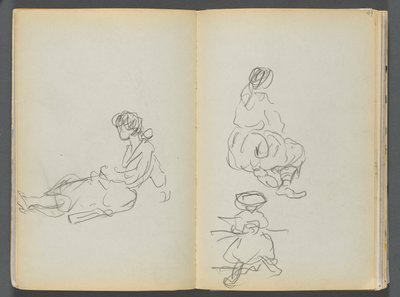 Skissbok - The Granite Shore Hotel, Rockport, sidan 048  49: Sittande kvinnofigurer av Maurice Prendergast