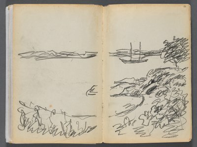Skissbok - The Granite Shore Hotel, Rockport, sidan 180  181: Strandlinje av Maurice Prendergast