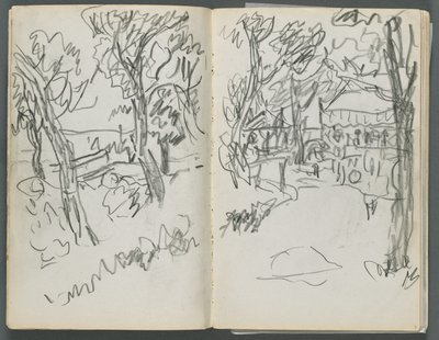 Skissbok, The Dells, nr 127, sidan 004 5: Landskap av Maurice Prendergast