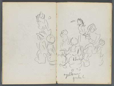Skissbok, The Dells, nr 127, sidan 074  75: Figurer med färganteckningar av Maurice Prendergast