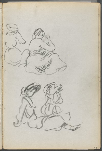 Skissbok, The Dells, nr 127, sidan 093: Sittande figurer av Maurice Prendergast