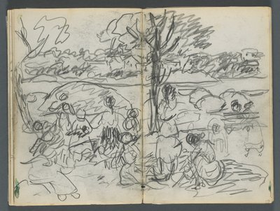 Skissbok, The Dells, nr 127, sidan 116  117: Figur i ett landskap av Maurice Prendergast