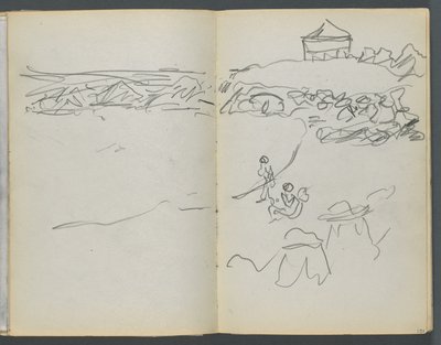 Skissbok, The Dells, nr 127, sidan 130  131: Kustutsikt av Maurice Prendergast
