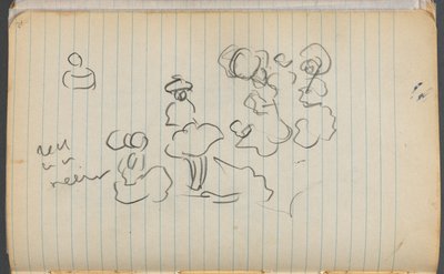 Skissbok, sidan 076: Figurer med anteckningar av Maurice Prendergast