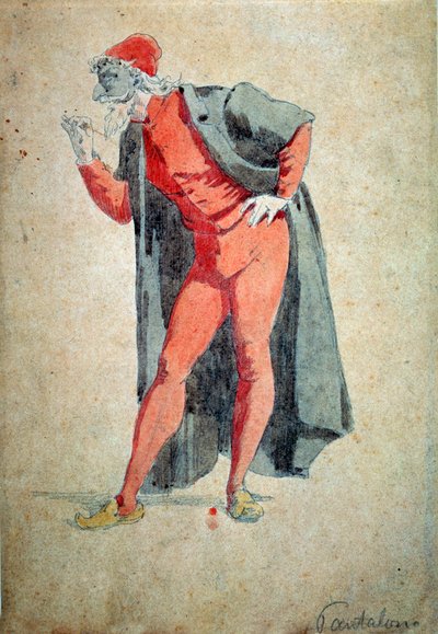 Kostym och teaterkaraktär: Pantalone (Byxor, läkare) Från "" Masks and jesters" (italiensk komedi eller Commedia dell