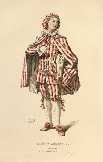 Kostym för rollen som Gros - Rene, ca 1868 (gravyr) av Maurice Sand