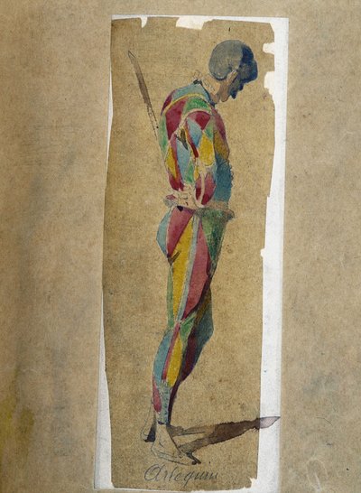 Harlequin, från "" Masques et bouffons"" (italiensk komedi), text och teckningar av Maurice Sand, gravyrer av A. Manceau, förord av Georges Sand av Maurice Sand