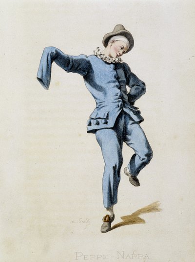 Peppe Nappa (Pierrot eller Peppe-Nappa) hämtar från "Masques et bouffons" (italiensk komedi), text och teckningar av Maurice Sand, tryck av A. Manceau, förord ​​av Georges Sand, Paris, Michel Lévy Frères av Maurice Sand