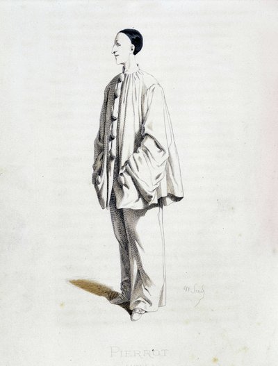 Pierrot från ""Masques et bouffons"" (italiensk komedi), text och teckningar av Maurice Sand, etsningar av A. Manceau, förord ​​av Georges Sand, Paris, Michel Lévy Frères av Maurice Sand