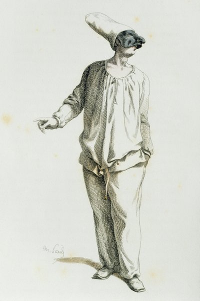 Pulcinella år 1800, av Maurice Sand (1823-1889) av Maurice Sand