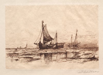 Fiskebåtar på stranden i Scheveningen av Maurits Frederik Hendrik De Haas