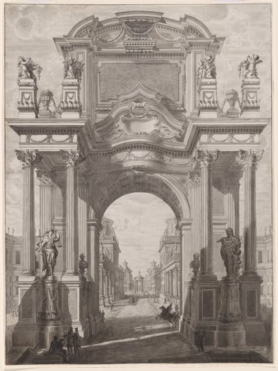 En arkitektonisk Capriccio med en triumfbåge av Maurizio Pedetti