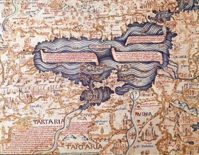 Utsikt över Svarta havet Detalj av världskartan (mappamundi) av bror Maurus (Mauro) camaldolese 1459 Biblioteca Marciana, Venedig av Mauro Fra