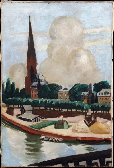 Bank of the Main och Church av Max Beckmann
