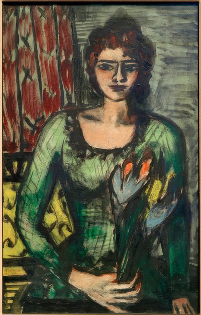 Porträtt av Quappi i den gröna bygeln av Max Beckmann