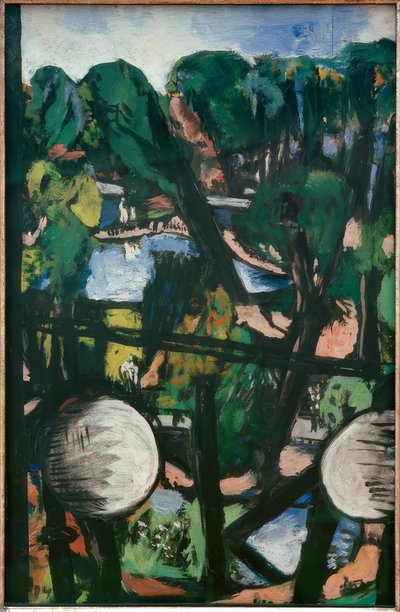 Utsikt över djurparken med vita bollar (parkbild) av Max Beckmann