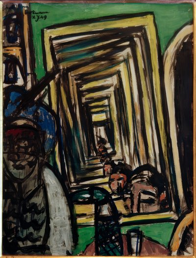 Caféinteriör med spelspegel av Max Beckmann