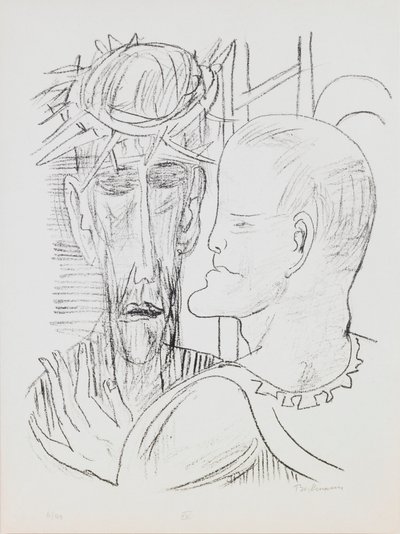 Kristus och Pilatus, tallrik 15 från portföljen "Dag och dröm" av Max Beckmann