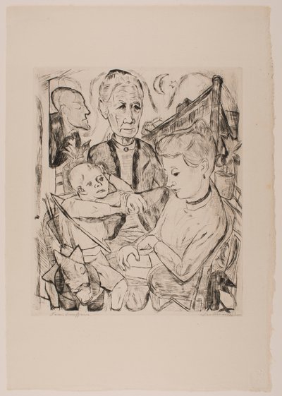 Family Scene (Beckmann Family), tallrik 2 från portföljen "Faces" av Max Beckmann
