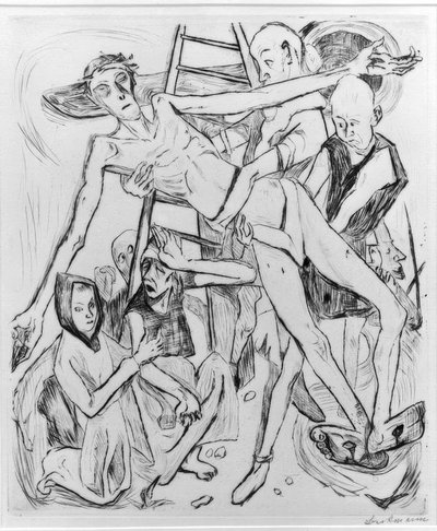 Halvakt med katt av Max Beckmann