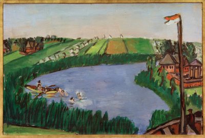 Holländskt landskap med badgäster av Max Beckmann