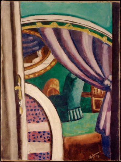 Lila interiör (den gröna fåtöljen) av Max Beckmann